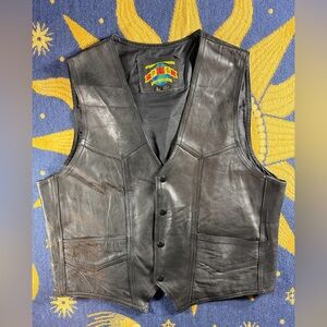 PLG Men's Black Leather Vest